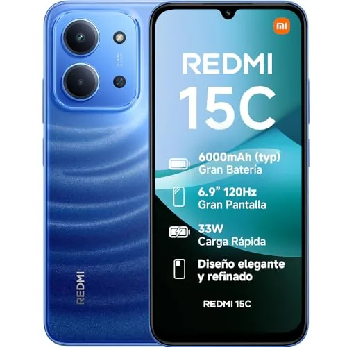 Xiaomi REDMI 15C Smartphone de 4+256GB Azul Pantalla de 6,9" 120 Hz | Cámara Dual con IA de 50 MP