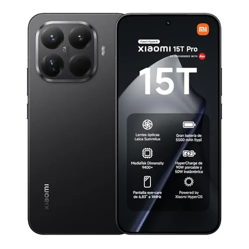 XIAOMI 15T Pro Smartphone 12+512GB Negro Lente ópt de Xiaomi