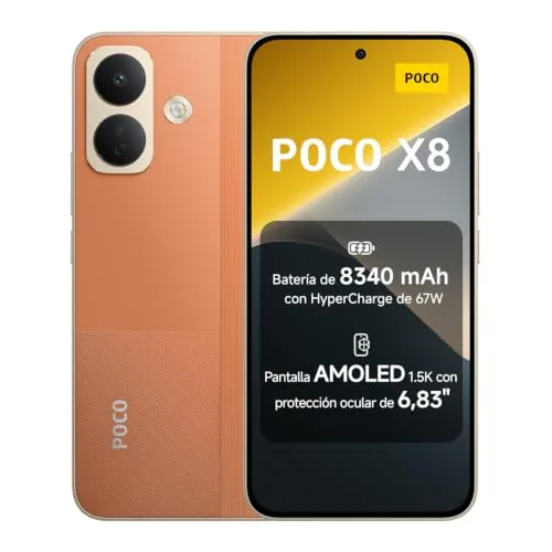 POCO X8, Smartphone 8G+256GB, Naranja, batería de 8340mAh