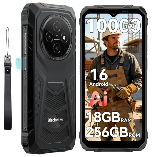 Blackview Móvil irrompible Android 16, 256GB+18GB (TF 2TB) Móvil Rugerizado,10000mAh Batería