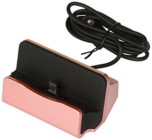 Base de Carga para Wiko View 2 Plus Smartphone Micro USB Soporte Cargador Escritorio (Rosa)