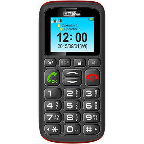 MaxCom MM428 1.8" 78g Negro, Rojo Teléfono para Personas Mayores