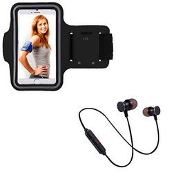 Pack Sport para Huawei P Smart Z Smartphone (Auriculares Bluetooth Metal + Brazalete) Courir T8 (Negro)