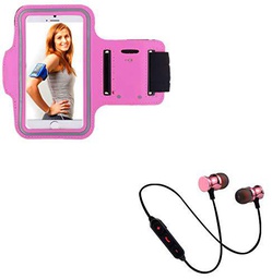 Shot Case Access-Discount - Pack Deportivo para Nokia 7.2 (Auriculares Bluetooth de Metal y Brazo), Color Rosa
