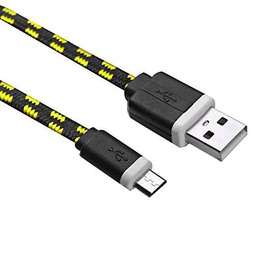 Cable Trenzado de 1 m para Samsung Galaxy A10 Smartphone Android Cargador Conector Micro Tejido Tejido Trenzado cordón Nailon Liso (Negro)