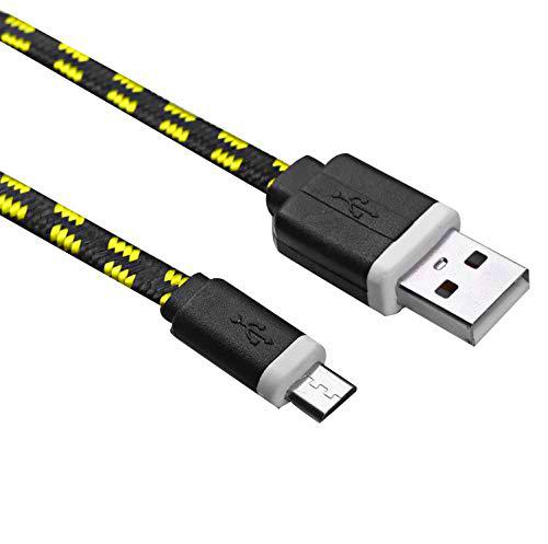 Cable Trenzado de 1 m para Samsung Galaxy A10 Smartphone Android Cargador Conector Micro Tejido Tejido Trenzado cordón Nailon Liso (Negro)