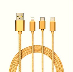 Cable 3 en 1 para JBL Charge 4 Android, Apple &amp; Type C