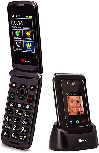 TTfone Titan TT950 Whatsapp 3G Pantalla táctil Senior Big Button Flip Teléfono móvil: fácil y fácil de Usar (con Cargador de Coche y Estuche)