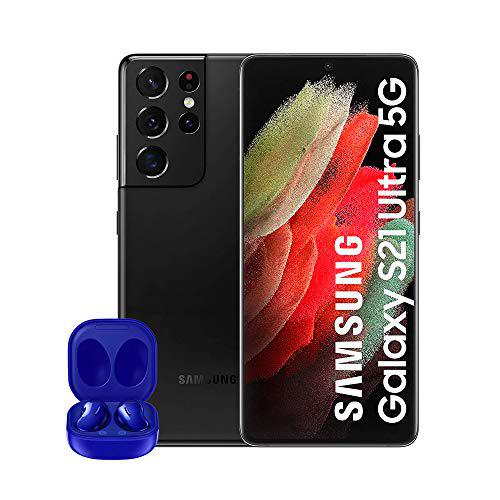 SAMSUNG Smartphone Galaxy S21 Ultra 5G de 256 GB Negro &amp; Buds Live Azul [Versión Española]