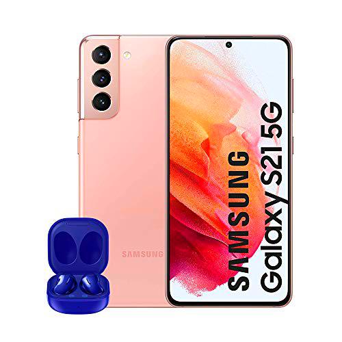 SAMSUNG Smartphone Galaxy S21 5G de 128 GB Rosa &amp; Buds Live Azul [Versión Española]