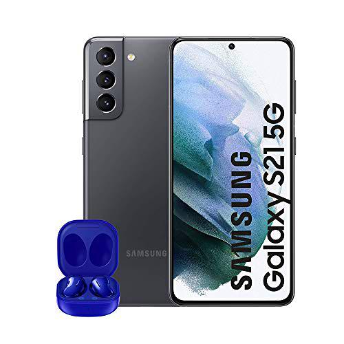 SAMSUNG Smartphone Galaxy S21 5G de 128 GB Gris &amp; Buds Live Azul [Versión Española]