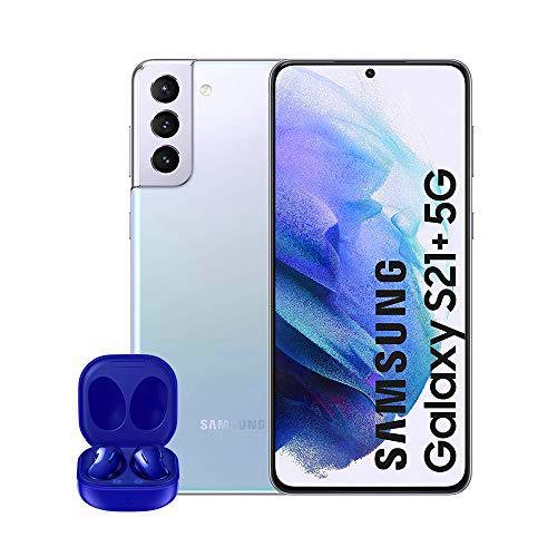 SAMSUNG Smartphone Galaxy S21+ 5G de 256 GB Plata &amp; Buds Live Azul [Versión Española]