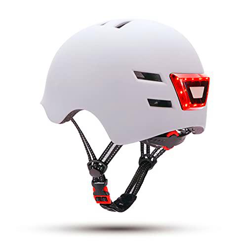 Casco YOUIN con LED Frontal Y Trasero Color Blanco
