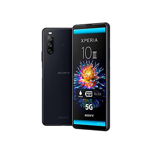 Sony Xperia 10 III - Pantalla OLED FHD + HDR 21: 9 Wide de 6.0 Pulgadas; Android 11; Sin SIM; 6 GB RAM y 128 GB de Almacenamiento; Clasificación IP65/68; Dual SIM híbrido; Negro