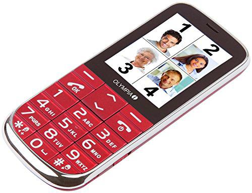 Olympia 2231 Comodidad de teléfono móvil con Teclas Grandes y Pantalla LCD de Colores Modelo Joy Plus, Color Rojo