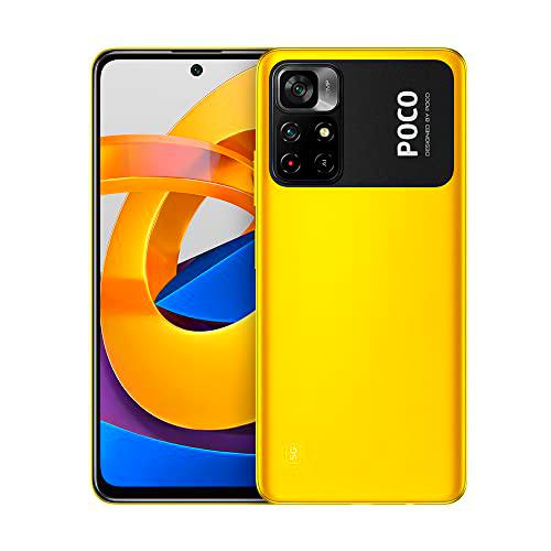 Xiaomi Poco M4 Pro 5G Smartphone,4GB 64GB Teléfono,6.6" FHD+ Dot Monitor,Procesador MediaTek Dimensity 810,Dual Oradores,AI Face Unlock,Versión Global(Amarillo)