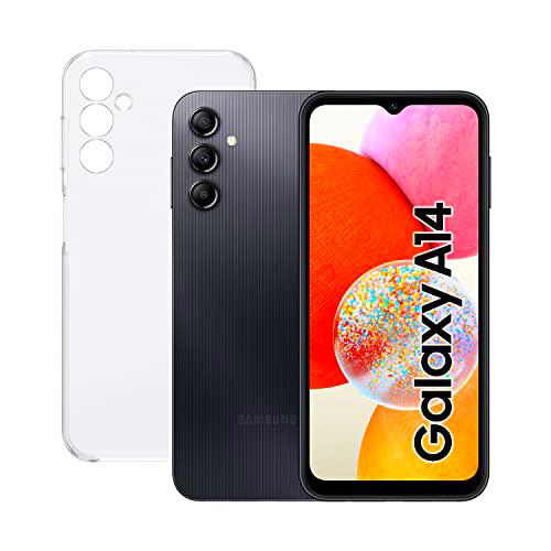 SAMSUNG Galaxy A14 (128 GB 4 GB de RAM) + Funda - Smartphone Android Color Negro