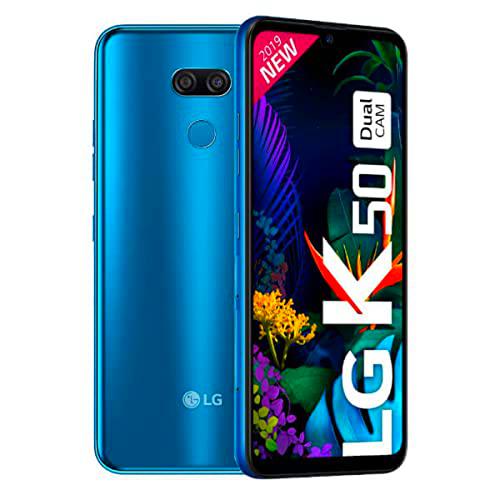 LG Móvil K50, Azul, 32 GB, 3 GB RAM, 6.3" HD+, MT6762