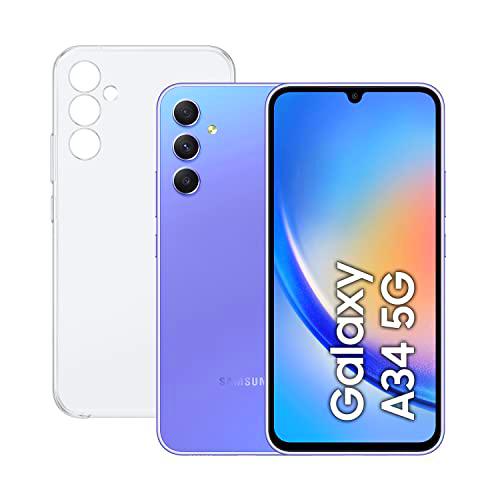 SAMSUNG Galaxy A34 5G (128GB, 6GB de RAM) + Funda - Smartphone Android Color Violeta