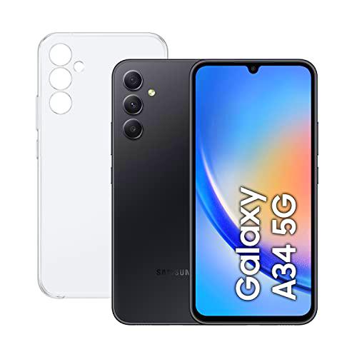 SAMSUNG Galaxy A34 5G (128GB, 6GB de RAM) + Funda - Smartphone Android Color Negro