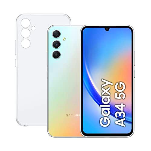 SAMSUNG Galaxy A34 5G (128GB, 6GB de RAM) + Funda - Smartphone Android Color Plata