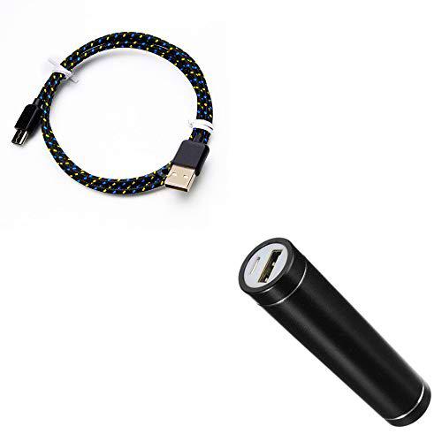 Pack de batería para Samsung Galaxy Fold Smartphone Tipo C (Cable Trenzado de 3 m + batería Cargador Externo) Android 2600 mAh (Negro)