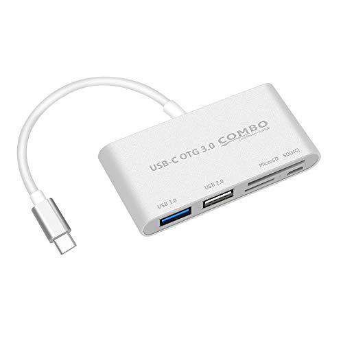 Adaptador 5 en 1 Tipo C para Samsung Galaxy A9 Smartphone Lector de Tarjetas SD TF USB 2.0 3.0 Micro-USB (Gris)