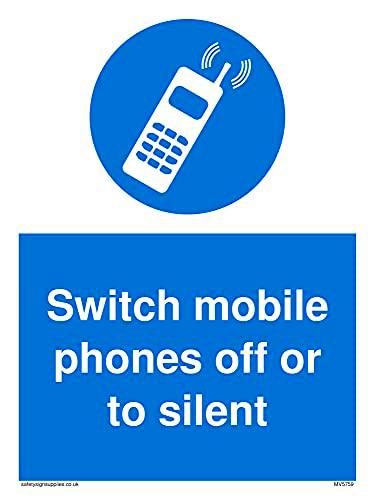 Paquete de cinco - Apaga los teléfonos móviles o silenciosos con símbolo