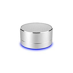 Altavoz de Metal Bluetooth para Samsung Galaxy A40 Smartphone Puerto USB Tarjeta TF Auxiliar Altavoz Micro Mini (Plata)