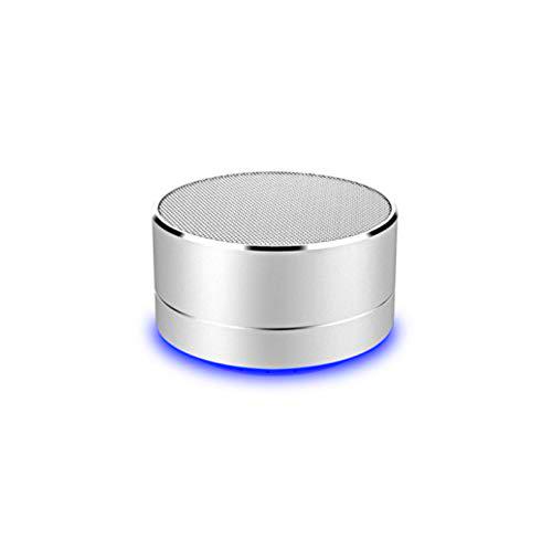 Altavoz de Metal Bluetooth para Samsung Galaxy A40 Smartphone Puerto USB Tarjeta TF Auxiliar Altavoz Micro Mini (Plata)